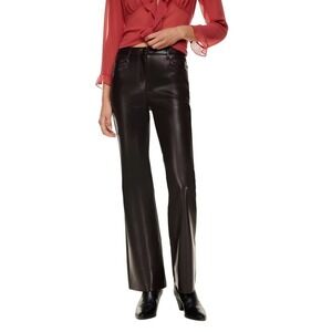 NWT Aritzia Wilfred Beatrix Faux Leather Flare Pant Rich Mocha Brown